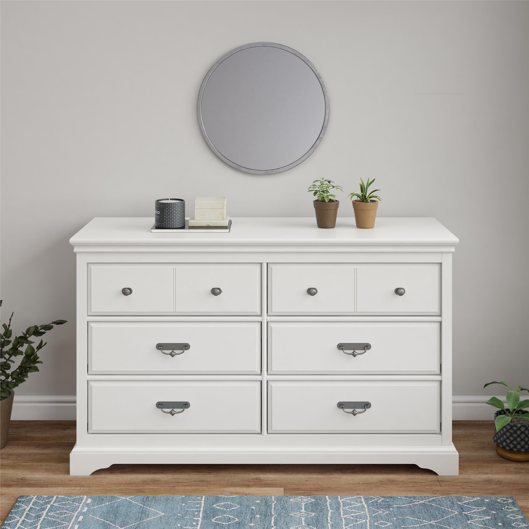 Bristol 6 Drawer Dresser, White